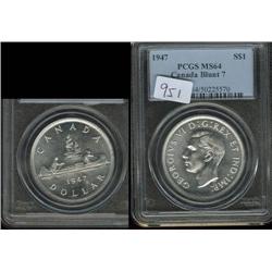 1947 Blunt 7  PCGS MS64 Fully white and
