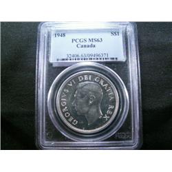 1948 $1 PCGS MS63  Brilliant with stron