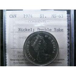 1974 Nickel Double Yoke ICCS MS63. A ve