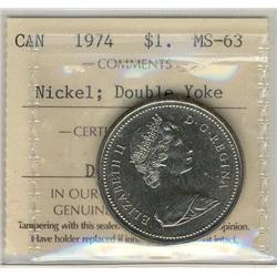 1974 Nickel Double Yoke ICCS MS63, well