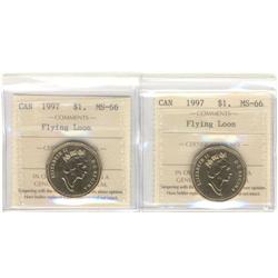 1997 Flying Loon x 2 both coins ICCS MS