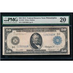 1914 $50 Philadelphia Federal Reserve Note PMG 20