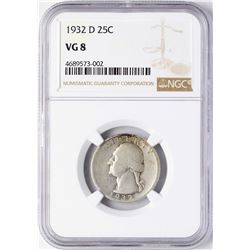 1932-D Washington Quarter Coin NGC VG8