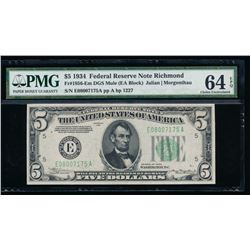 1934 $5 Richmond Federal Reserve Star Note PMG 64EPQ