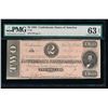 Image 1 : 1864 $2 Confederate States of America Radar Note PMG 63EPQ
