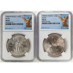 1984-1985Mo Mexico 1 Onza Libertad Silver Coins NGC MS66