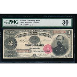 1890 $2 Treasury Note PMG 30