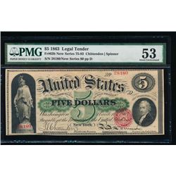 1863 $5 Legal Tender Note PMG 53