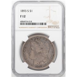 1893-S $1 Morgan Silver Dollar Coin NGC F12