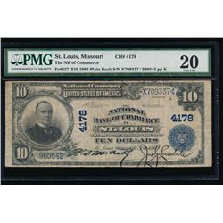 1902 $10 St Louis National Bank Note PMG 20