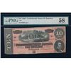 Image 1 : 1864 $10 Confederate States of America Note PMG 58