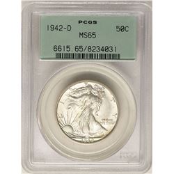 1942-D Walking Liberty Half Dollar Coin PCGS MS65 Old Green Holder