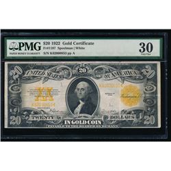 1922 $20 Gold Certificate PMG 30