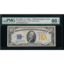 1934A $10 North Africa Silver Certificate PMG 66EPQ