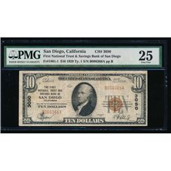 1929 $10 San Diego National Bank Note PMG 25