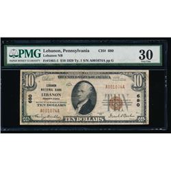 1929 $20 Lebanon National Bank Note PMG 30