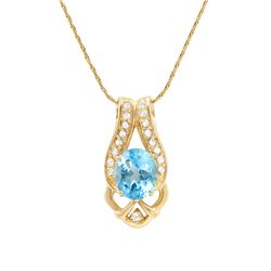 Plated 18KT Yellow Gold 6.00ctw Blue and White Topaz Pendant with Chain