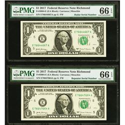 2017 $1 Repeater and Radar Serial Notes PMG 66EPQ