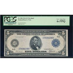 1914 $5 Cleveland Federal Reserve Note PCGS 64PPQ