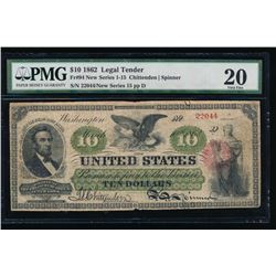 1862 $10 Legal Tender Note PMG 20