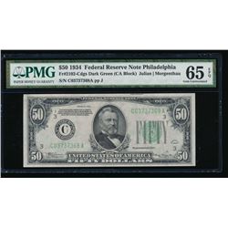 1934 $50 Philadelphia Federal Reserve Note PMG 65EPQ