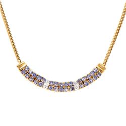 Plated 18KT Yellow Gold 1.65ctw Tanzanite and Diamond Pendant with Chain