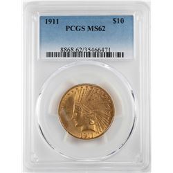 1911 $10 Indian Head Eagle Gold Coin PCGS MS62