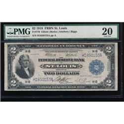 1918 $2 St Louis Federal Reserve Bank Note PMG 20