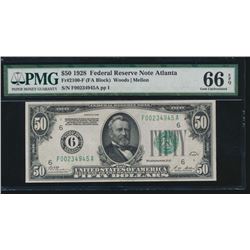 1928 $50 Atlanta Federal Reserve Note PMG 66EPQ