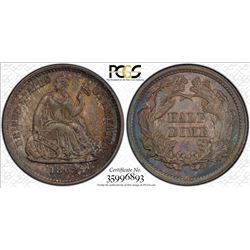 1862 Seated Liberty Half Dime Coin PCGS MS65 Nice Toning