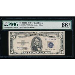 1953B $5 Silver Certificate STAR Note PMG 66EPQ