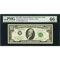 1963 $10 New York Federal Reserve Note PMG 66EPQ