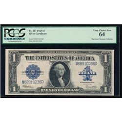 1923 $1 Silver Certificate PCGS 64
