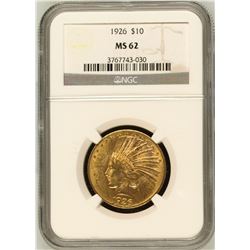 1926 $10 Indian Head Eagle Gold Coin NGC MS62