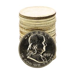 Roll of (20) Brilliant Uncirculated 1957-D Franklin Half Dollar Coins