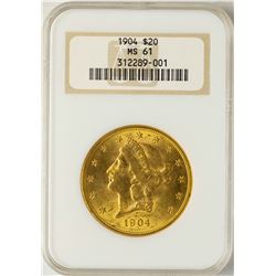 1904 $20 Liberty Head Double Eagle Gold Coin NGC MS61