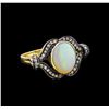 Image 1 : 4.40 ctw Opal and Diamond Ring - 18KT Yellow Gold