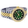 Image 3 : Rolex Mens 2 Tone 18K Green Vignette 2.5 ctw Diamond Datejust Wristwatch With Ro