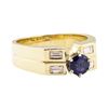 Image 1 : 1.02 ctw Blue Sapphire and Diamond Ring - 14KT Yellow Gold