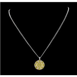 1.50 ctw Yellow Sapphire And Diamond Pendant & Chain - 18KT White Gold