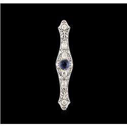 1.58 ctw Sapphire and Diamond Pin - 18KT White Gold