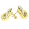 Image 5 : 18K Two Tone Gold Stationary Dual Interlocking Oval Knot Stud Post Earrings 8.6g