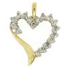 Image 1 : 10K Solid Yellow Gold .50 ctw Partial Diamond Outlined Open Heart Pendant Charm