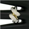 Image 5 : 18K Yellow Gold & Platinum .46 ctw Pave Set Diamond Open Swirl Cocktail Ring Sz