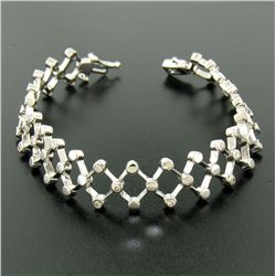 14kt White Gold 0.90 ctw Diamond Open Trellis Bracelet