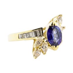 2.34 ctw Blue Sapphire And Diamond Ring - 14KT Yellow Gold