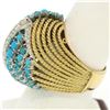 Image 5 : Hand Made 18k TT Gold 2.60 ctw Turquoise & Diamond Dome Cocktail Ring