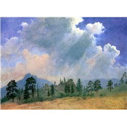 Fir Trees and Storm CLouds by Albert Bierstadt