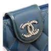 Image 7 : Chanel Blue Quilted Patent Leather Compact Wallet