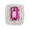 Image 2 : 6.09 ctw Pink Tourmaline and Diamond Ring - 14KT White Gold